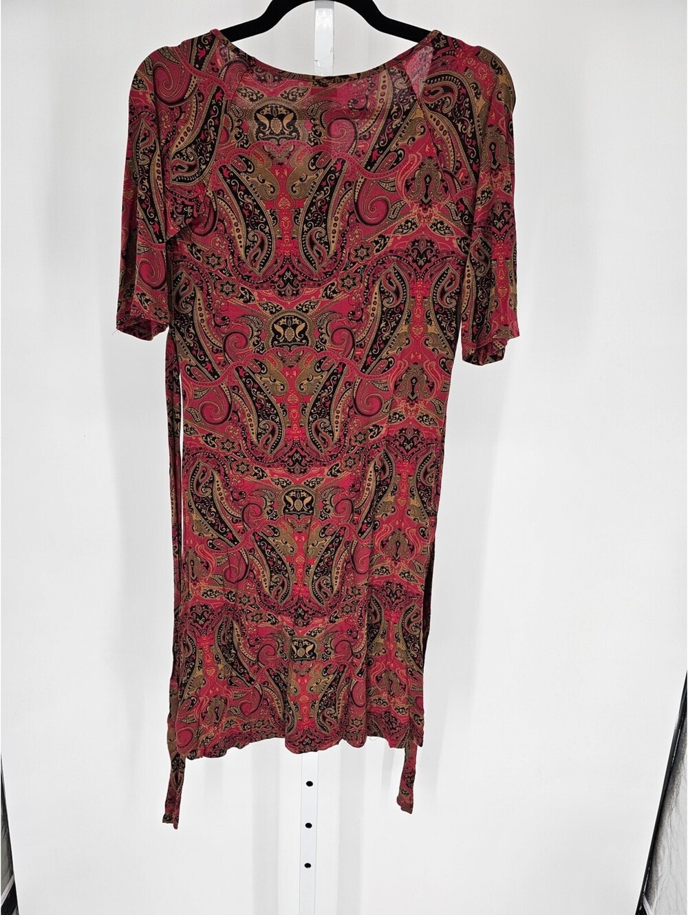 Athleta Women's Red Short Sleeve V-Neck Paisley Printed Lace Closer Dress Size S - Picture 4 of 4